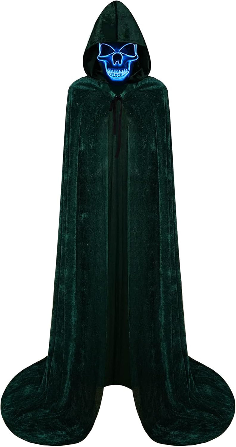 Halloween Costumes for Adults with Scary Light up Mask Cosplay Cape Costumes Cloak with Hood for Women Men