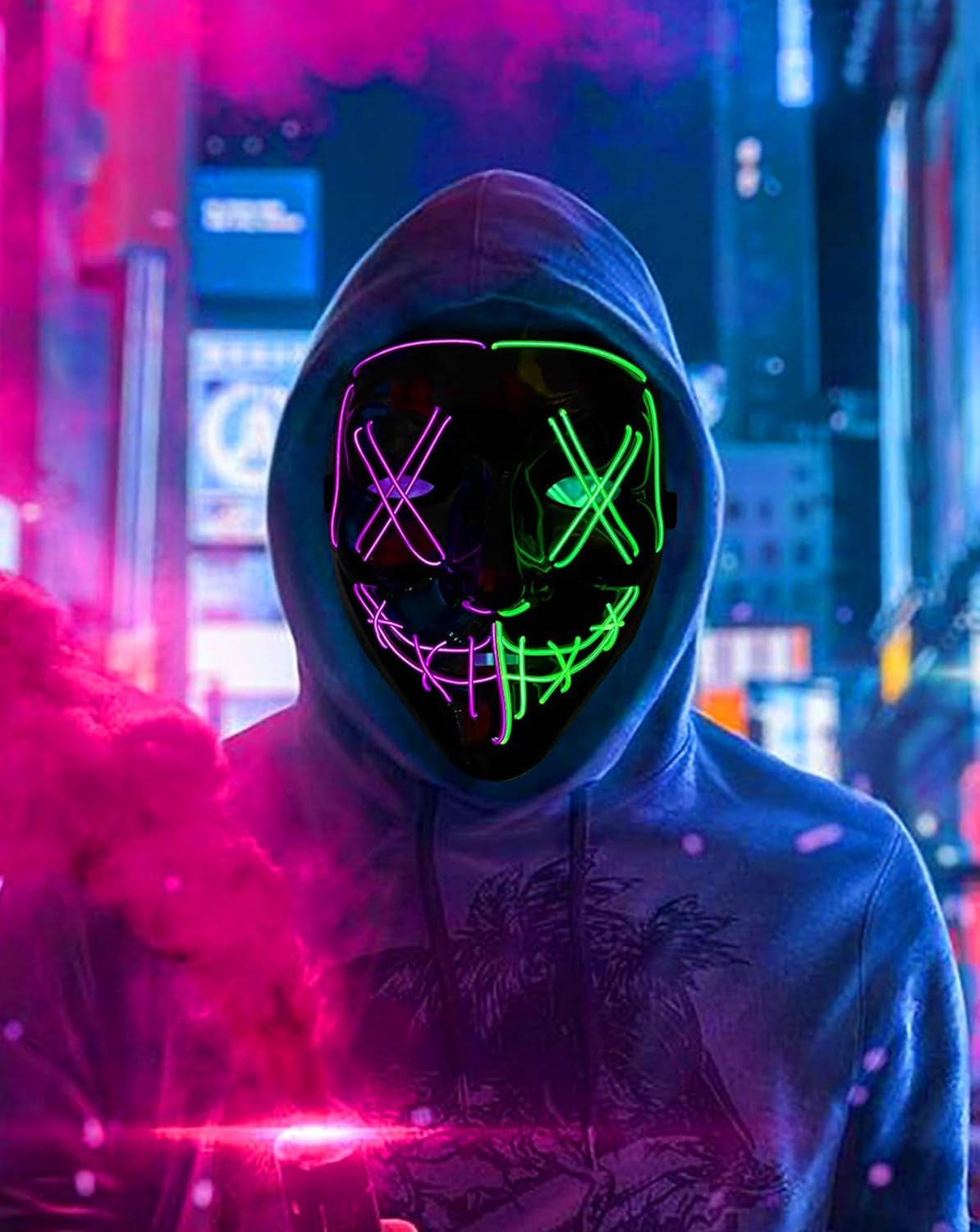 Halloween Purge Light up Scary Mask - LED EL Wire Mask for Festival Party Gifts