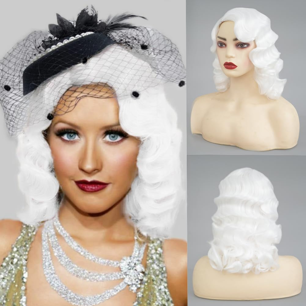 Short Blonde Curly Wigs for Women Honey Blonde Side Part Synthetic Wig Cosply Daily Halloween Wigs