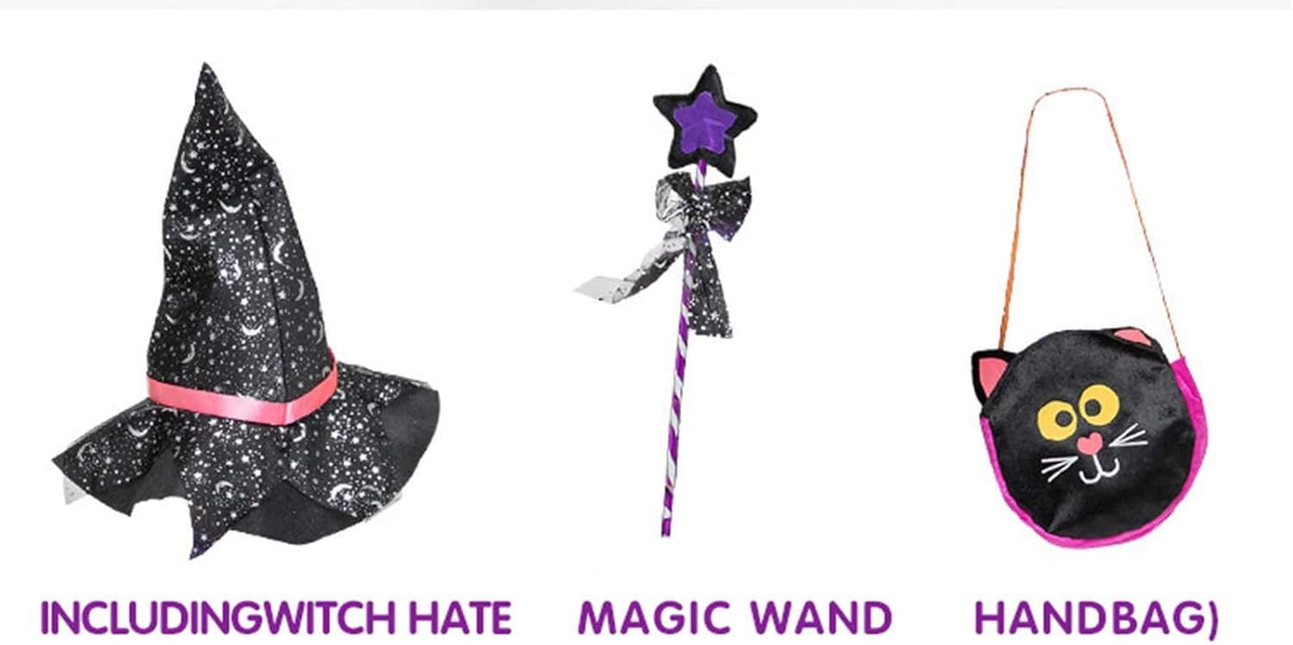 Girls Light-Up Witch Halloween Costumes Kids Fancy Dress Set