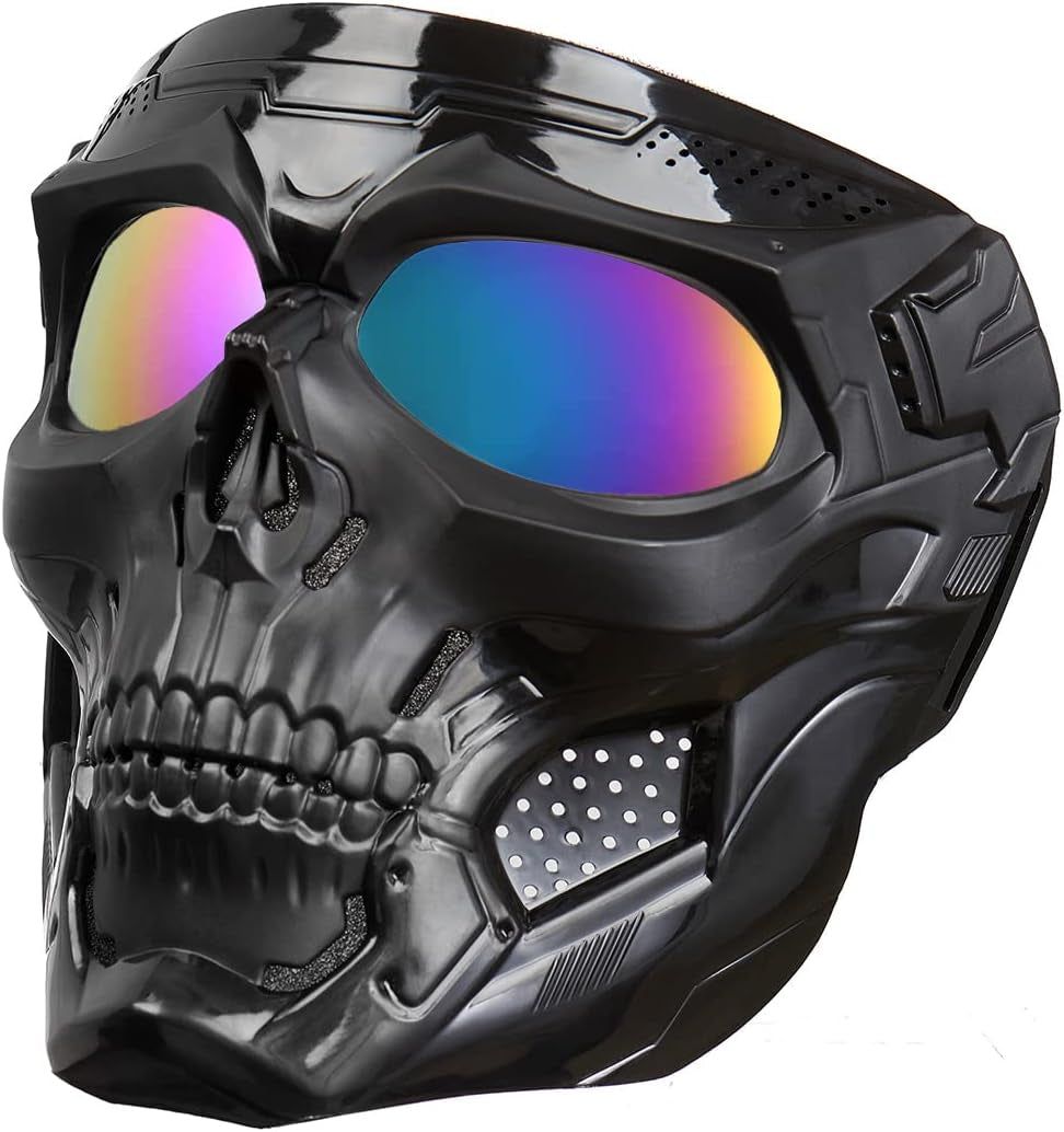 Airsoft Mask Full Face with HD Goggle Skull Skeleton for Halloween Cosplay Paintball Game Props Party Tactical Mask