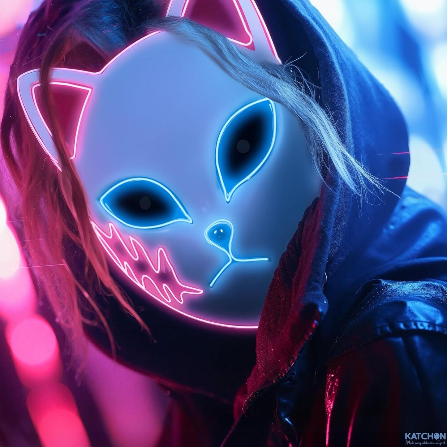 , Halloween Mask LED Light up Bunny Mask - Purge | Realistic Movie Cosplay, Halloween Cosplay Party