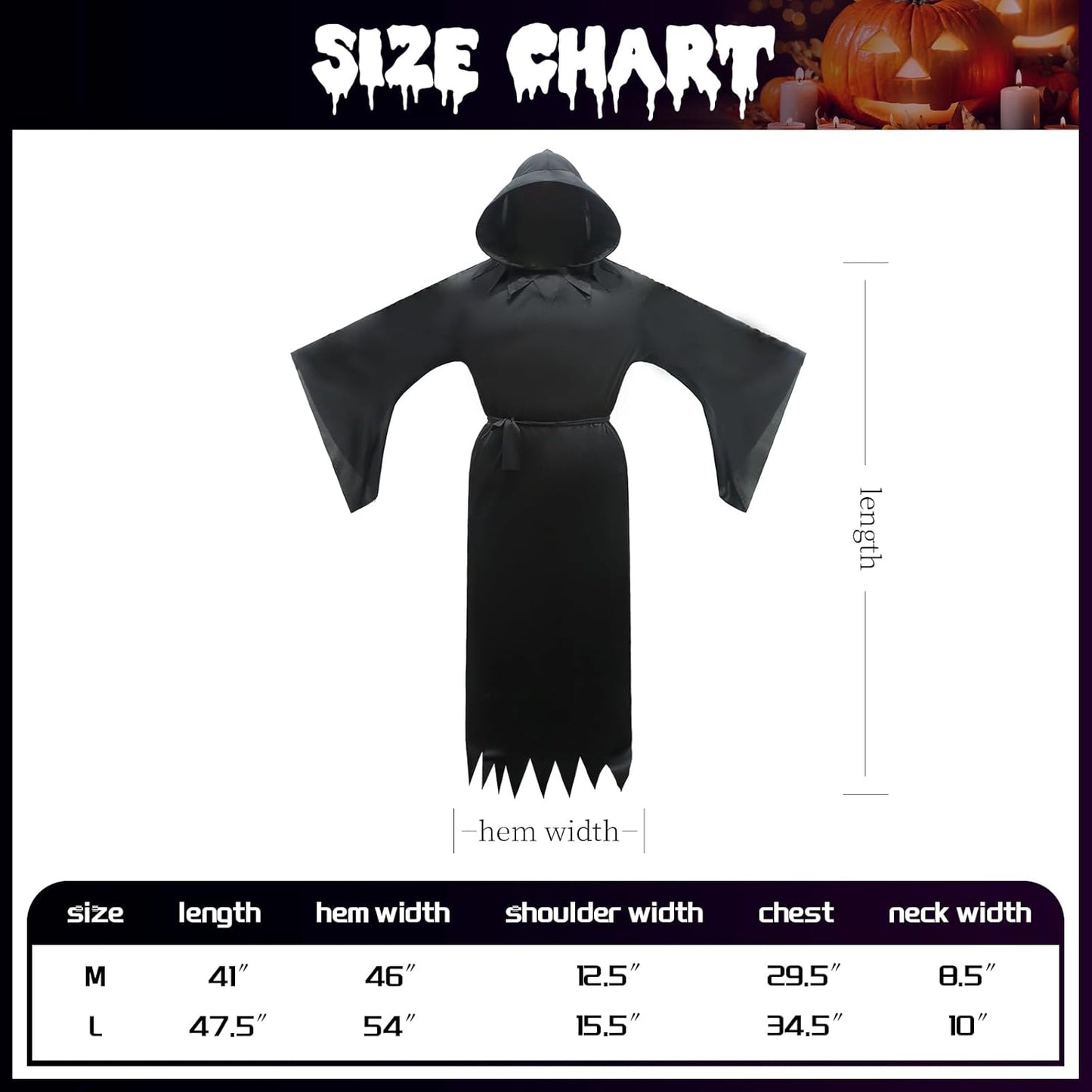 Grim Reaper Costume for Kids Boys - Black Robe with Hood, Ghost Phantom Halloween Scary Cool Reaper Cloak