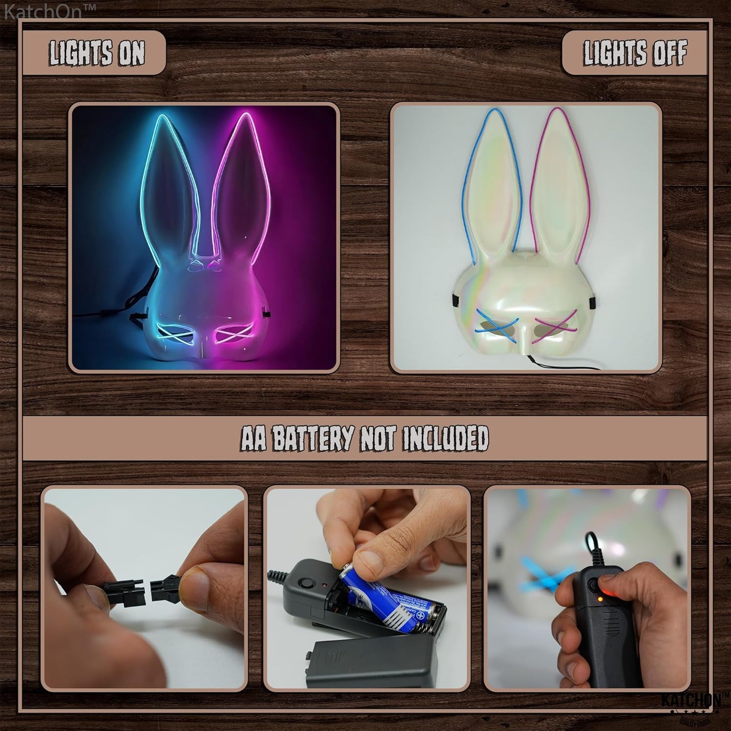 , Halloween Mask LED Light up Bunny Mask - Purge | Realistic Movie Cosplay, Halloween Cosplay Party