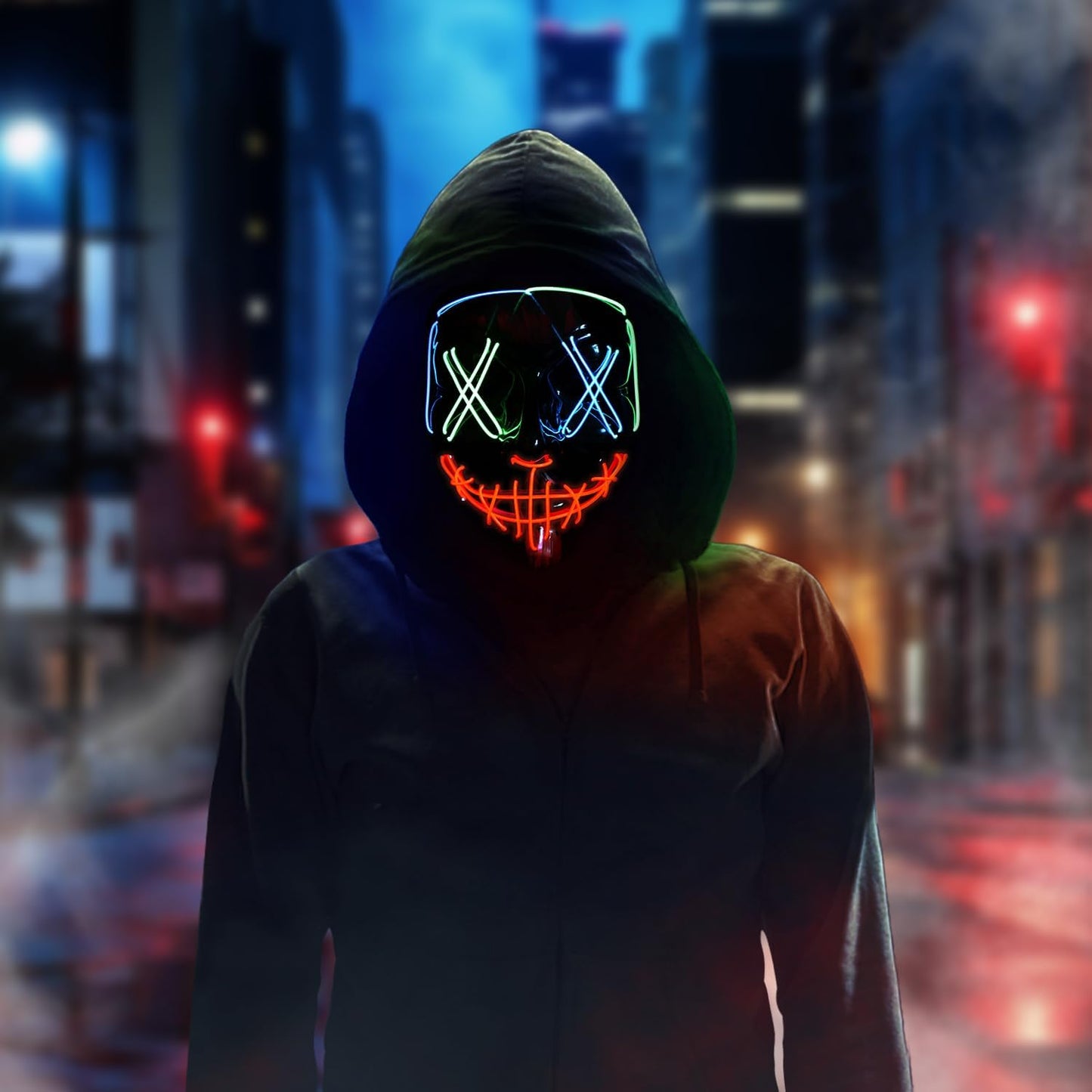 Halloween Purge Light up Scary Mask - LED EL Wire Mask for Festival Party Gifts