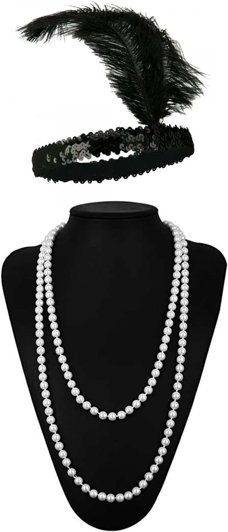 Women'S 1920S Fringed Flapper Costume with Feather Headband,Beaded Necklace