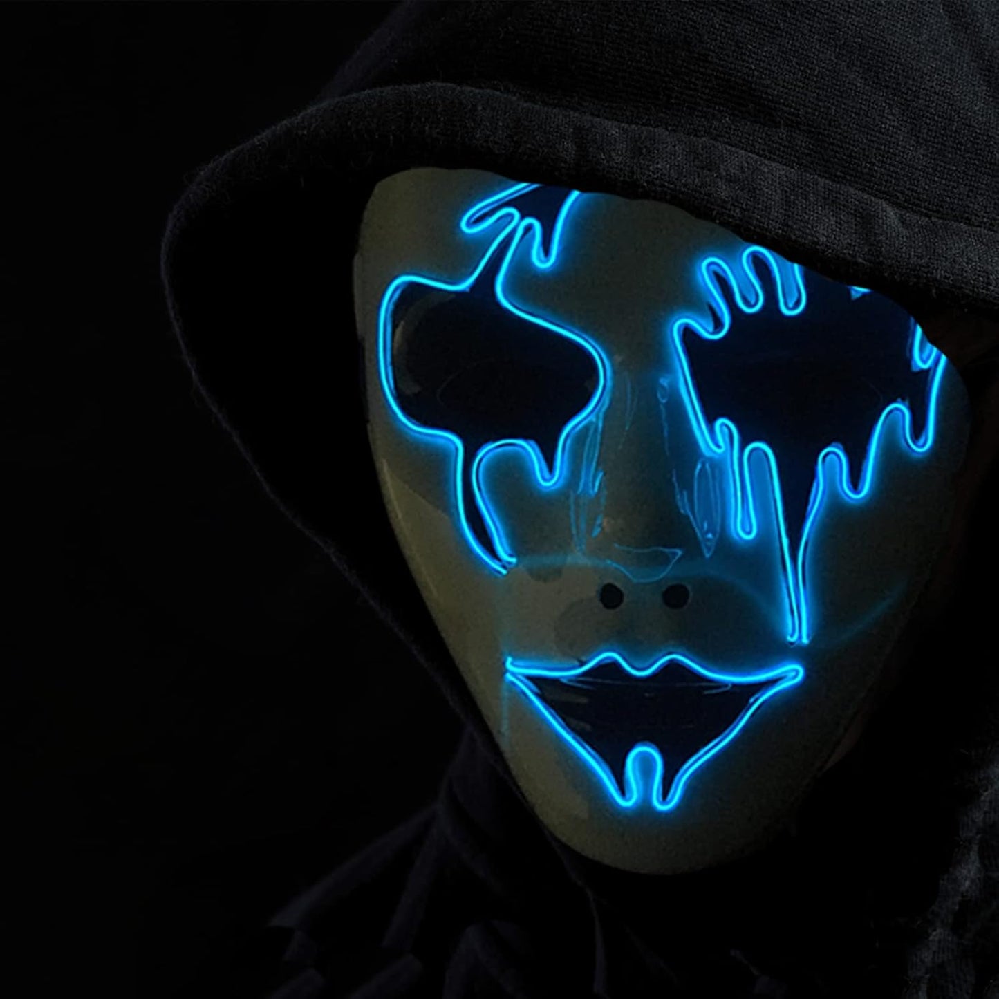 Halloween Purge Mask LED Light-Up Masks - Scary Glowing Mask for Adults, Kids, Couples - EL Wire Party Festival Gift