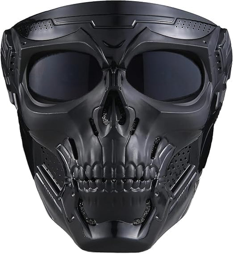 Airsoft Mask Full Face with HD Goggle Skull Skeleton for Halloween Cosplay Paintball Game Props Party Tactical Mask