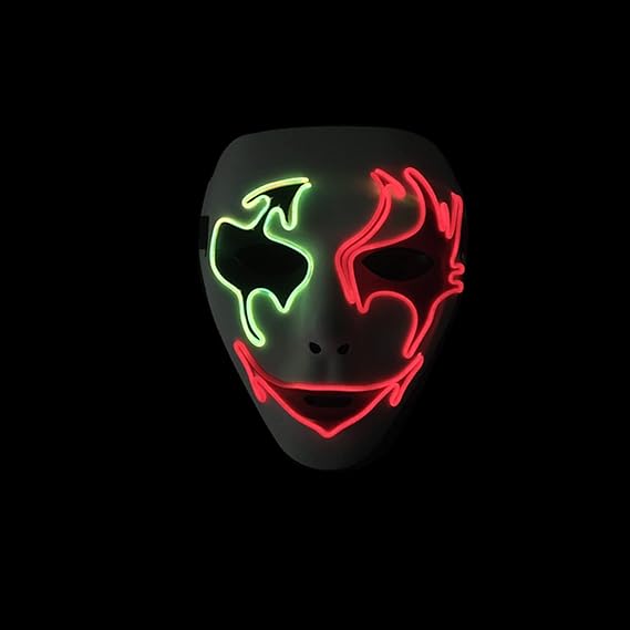 Halloween Purge Mask LED Light-Up Masks - Scary Glowing Mask for Adults, Kids, Couples - EL Wire Party Festival Gift
