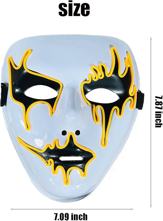 Halloween Purge Mask LED Light-Up Masks - Scary Glowing Mask for Adults, Kids, Couples - EL Wire Party Festival Gift