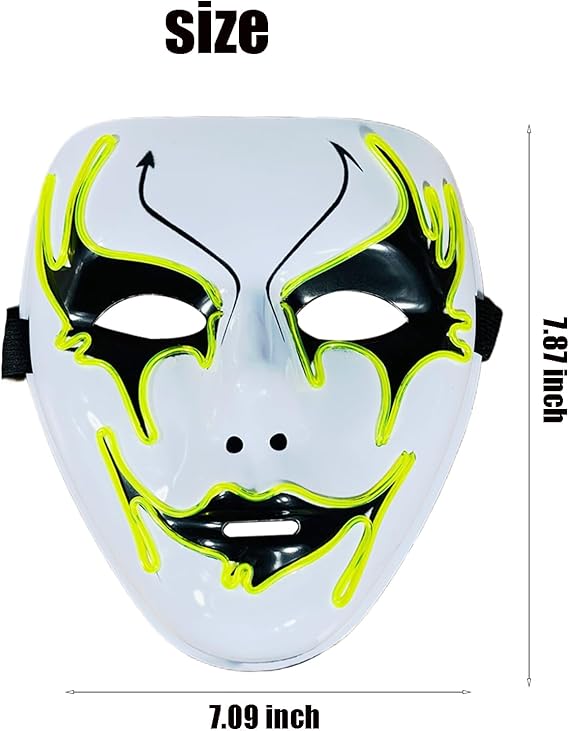 Halloween Purge Mask LED Light-Up Masks - Scary Glowing Mask for Adults, Kids, Couples - EL Wire Party Festival Gift