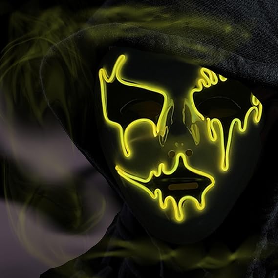 Halloween Purge Mask LED Light-Up Masks - Scary Glowing Mask for Adults, Kids, Couples - EL Wire Party Festival Gift