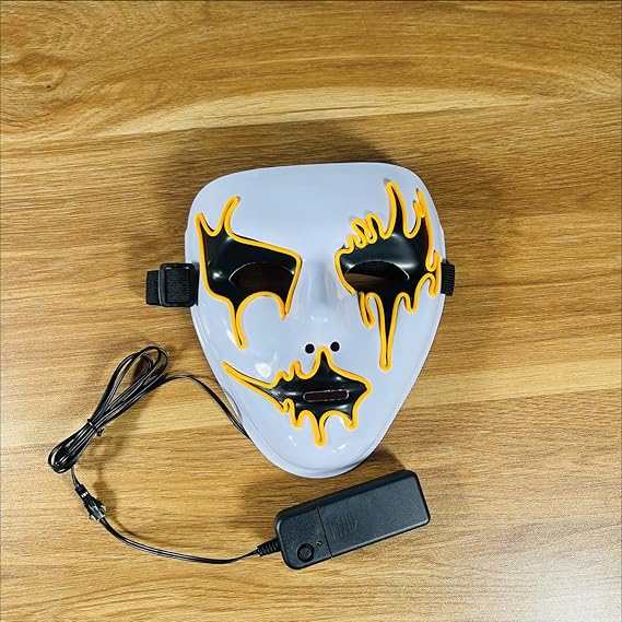 Halloween Purge Mask LED Light-Up Masks - Scary Glowing Mask for Adults, Kids, Couples - EL Wire Party Festival Gift
