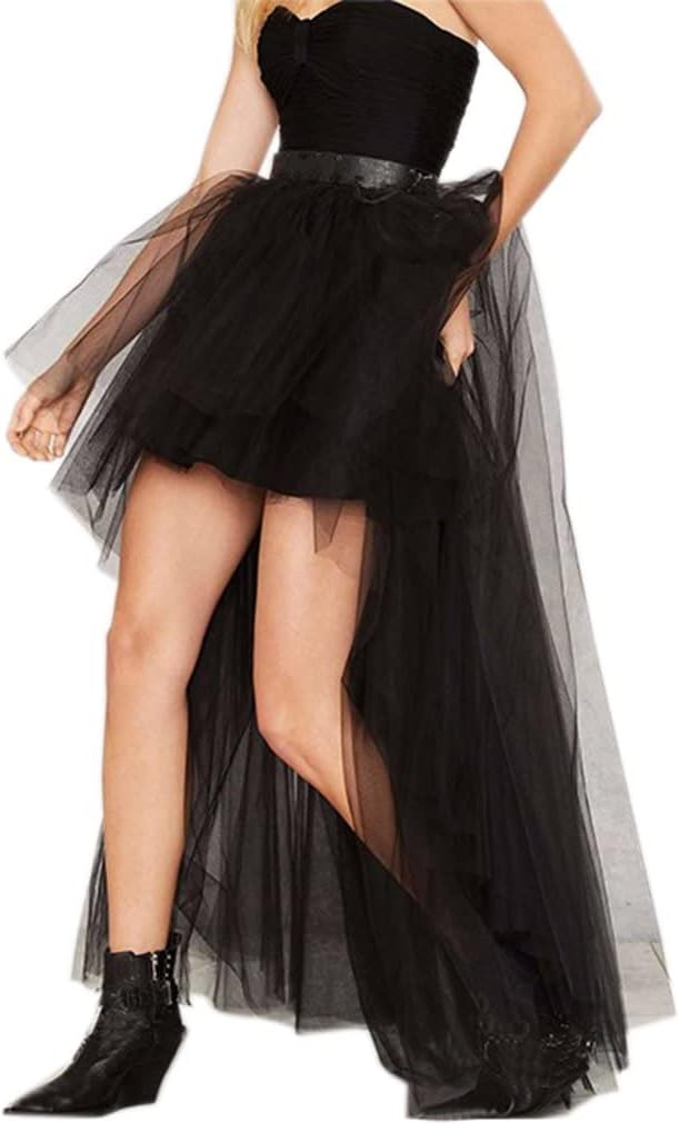 Women'S Hi-Lo Long Tutu Tulle Bustle Skirt Elastic Waist Festival Party Skirt