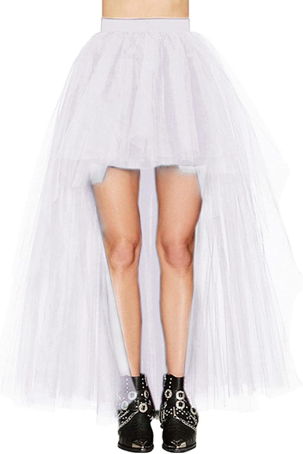Women'S Hi-Lo Long Tutu Tulle Bustle Skirt Elastic Waist Festival Party Skirt