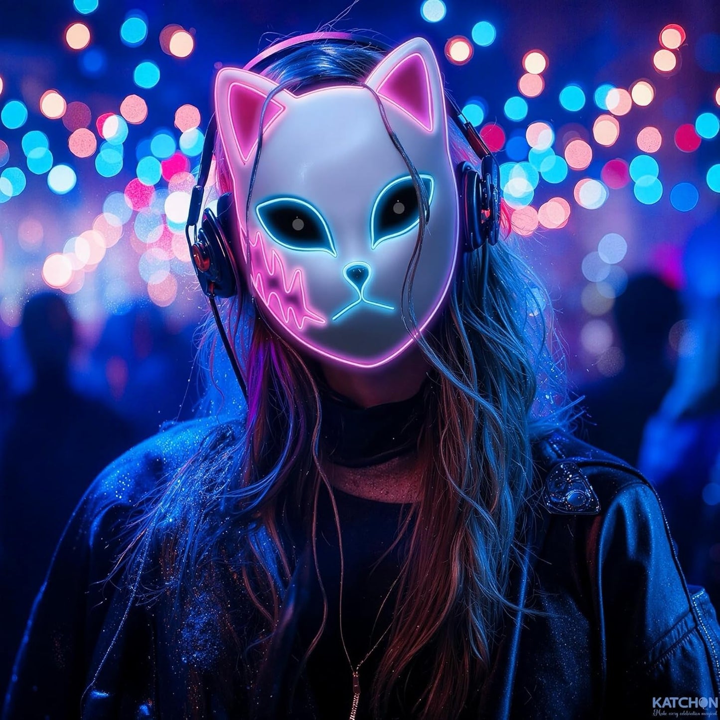 , Halloween Mask LED Light up Bunny Mask - Purge | Realistic Movie Cosplay, Halloween Cosplay Party