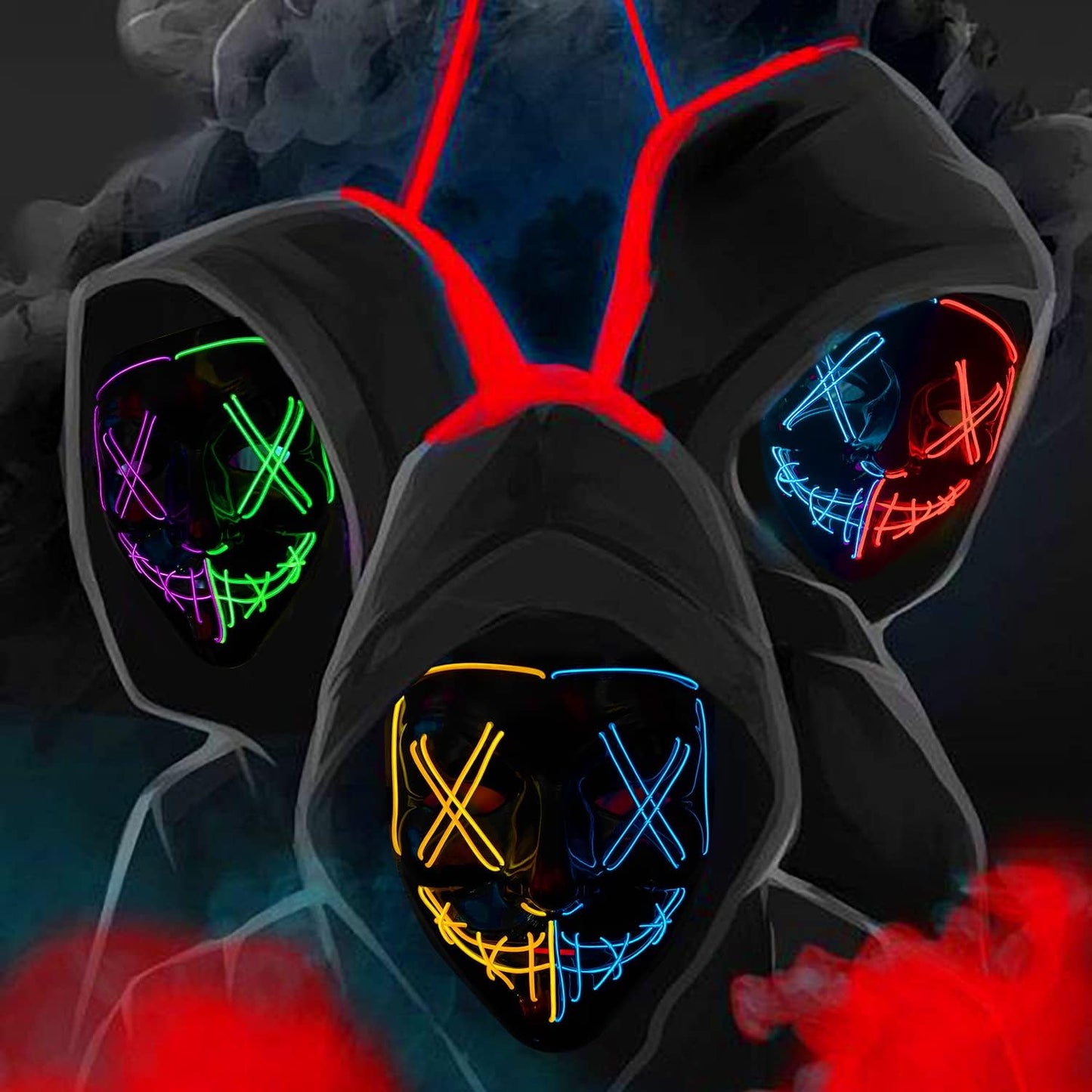 Halloween Purge Light up Scary Mask - LED EL Wire Mask for Festival Party Gifts