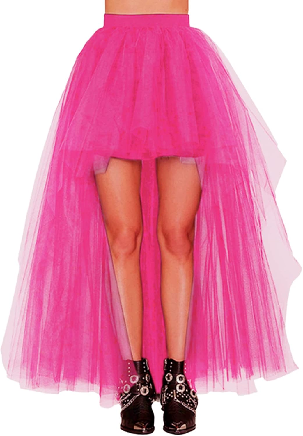 Women'S Hi-Lo Long Tutu Tulle Bustle Skirt Elastic Waist Festival Party Skirt