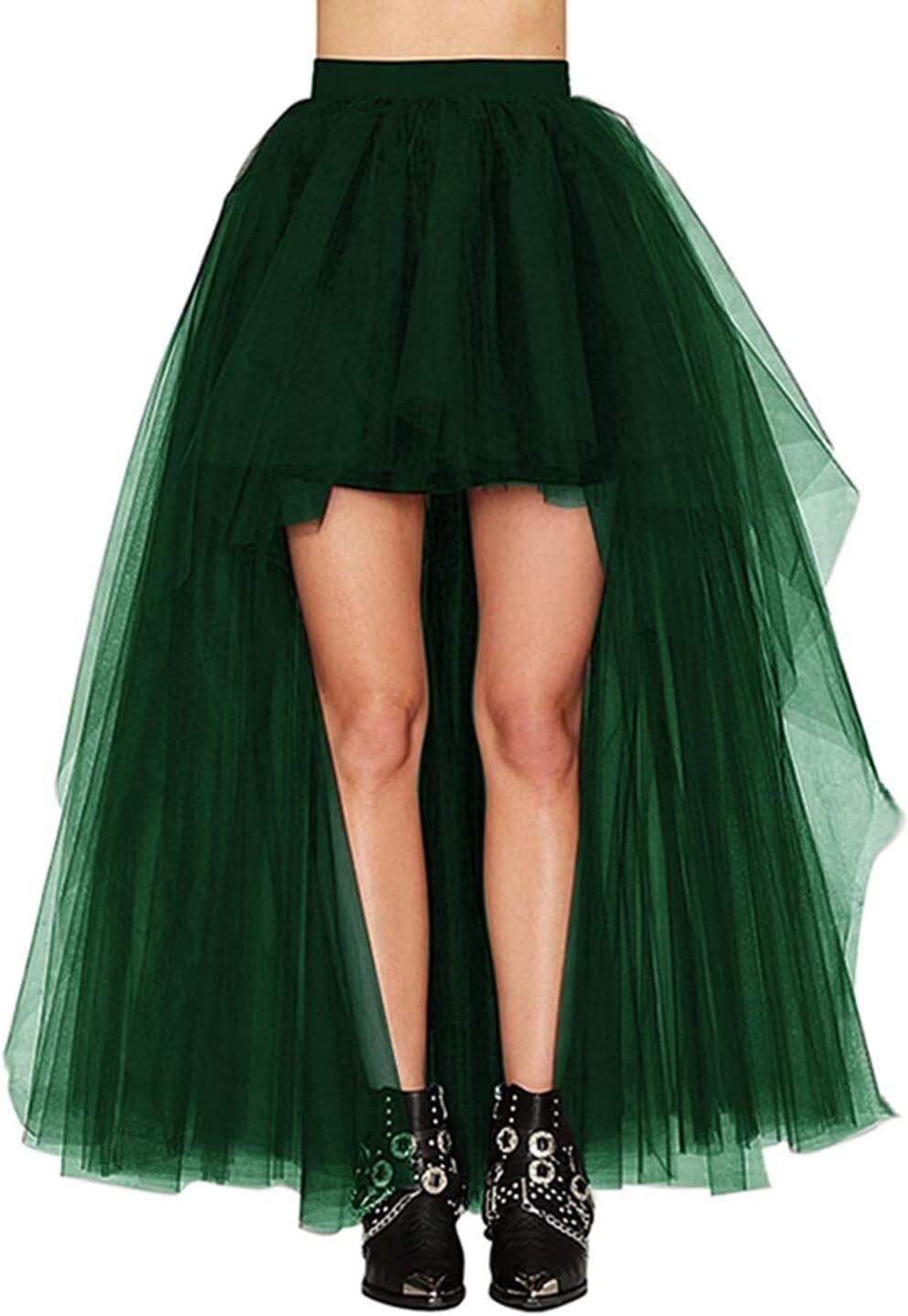Women'S Hi-Lo Long Tutu Tulle Bustle Skirt Elastic Waist Festival Party Skirt