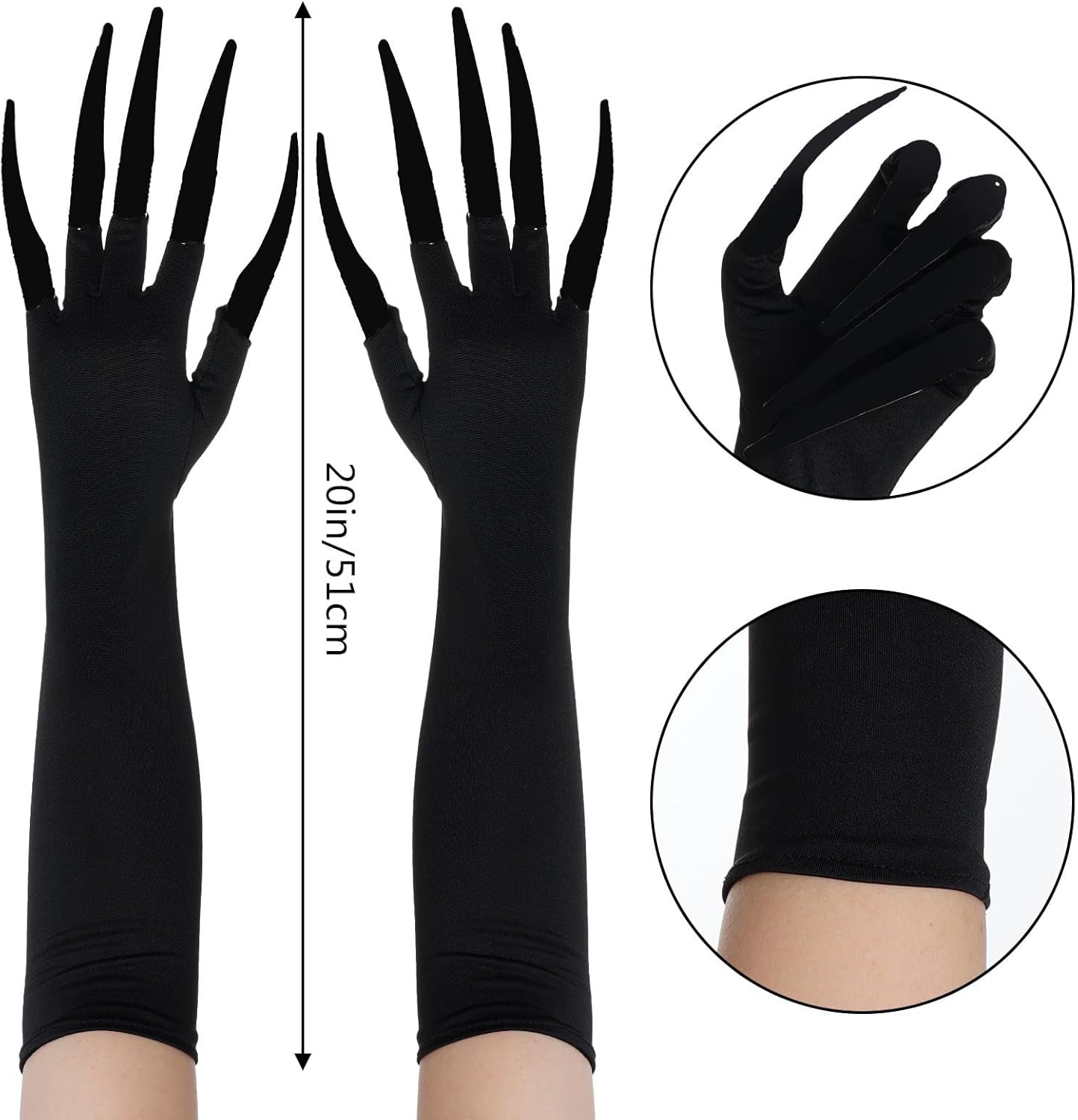 Long Finger Claw Gloves Mask Set Long Nail Gloves Black Leather Face Mask Accessories for Women Halloween Prop Cosplay Costume