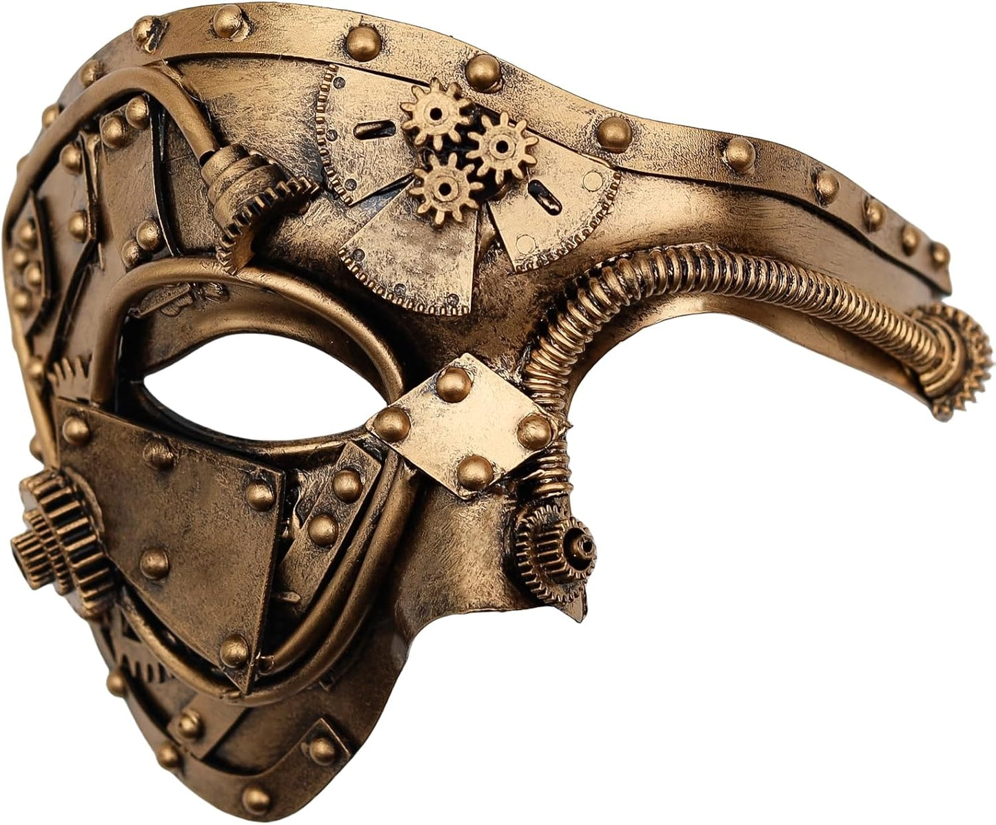 Steampunk Cyborg Mask for Halloween: Handcrafted Plastic with Metallic Finis - DIY Repair Strip & Adjustable Fit