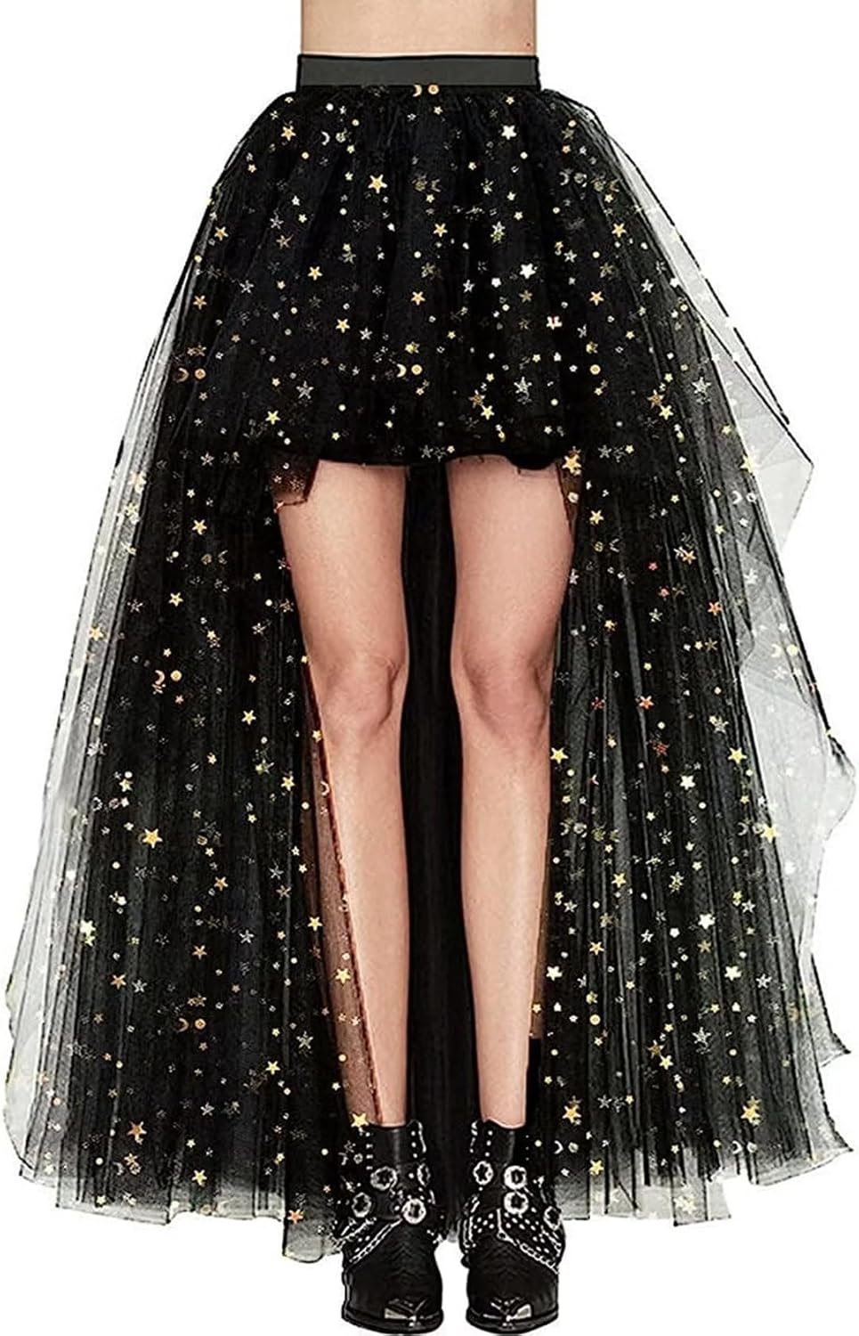 Women'S Hi-Lo Long Tutu Tulle Bustle Skirt Elastic Waist Festival Party Skirt
