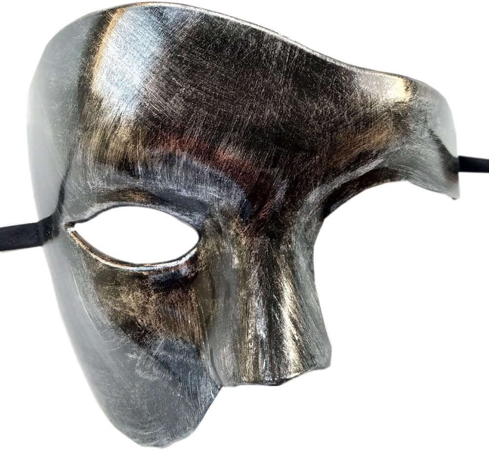 Masquerade Mask gold Vintage Phantom of the Opera One Eyed Half Face Costume halloween horror