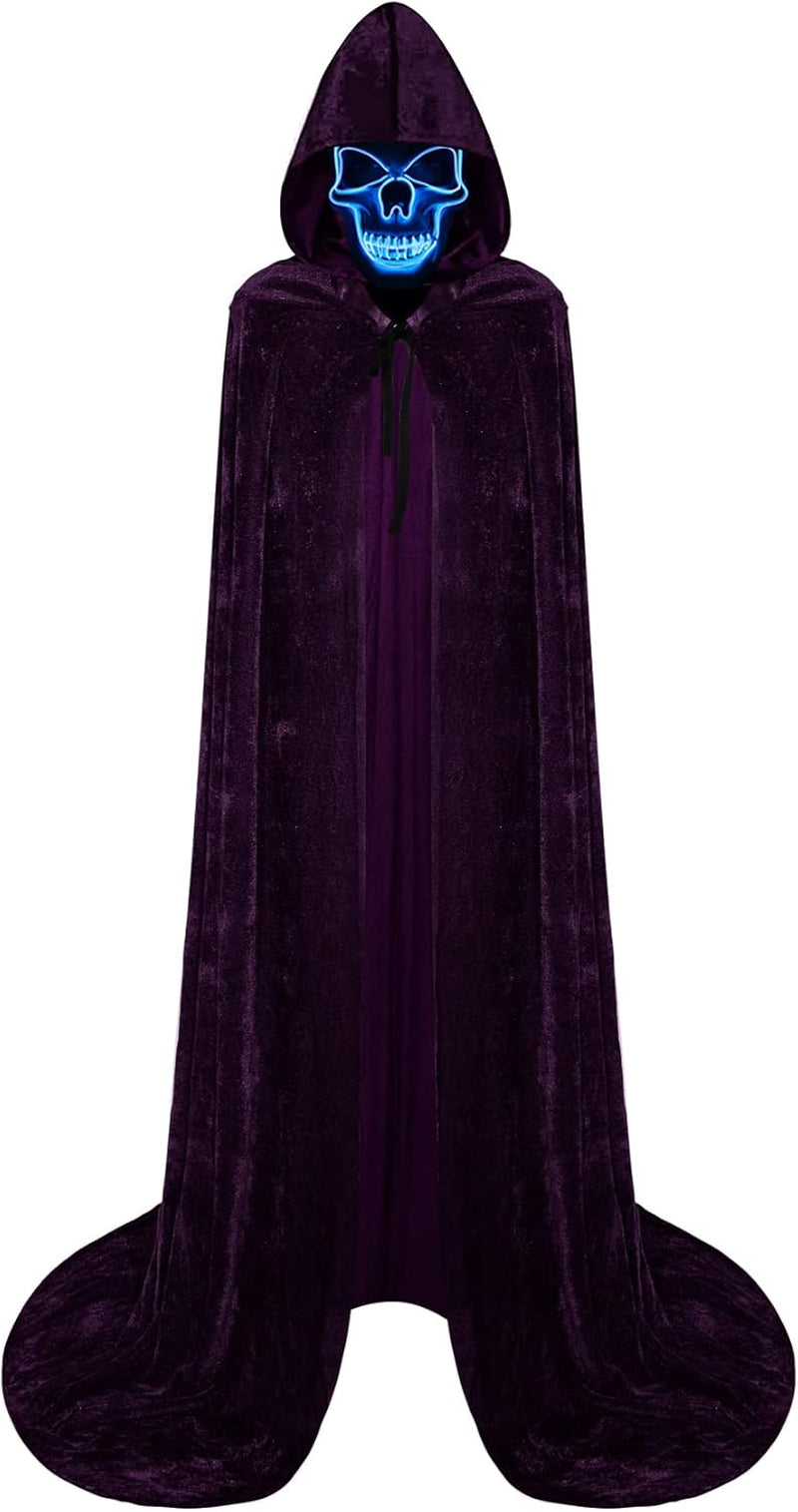Halloween Costumes for Adults with Scary Light up Mask Cosplay Cape Costumes Cloak with Hood for Women Men