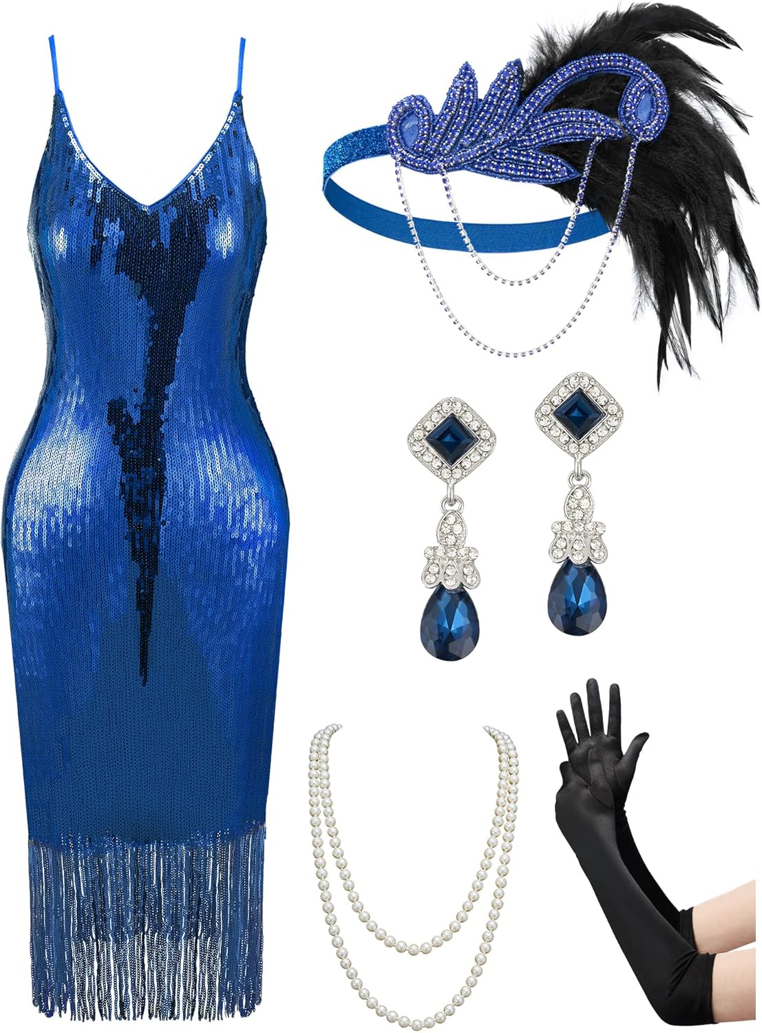 Flapper Dresses 1920S Gatsby Dresses for Women Roaring 20S Costumes Great Gatsby Outfits with 20S Accessories Set
