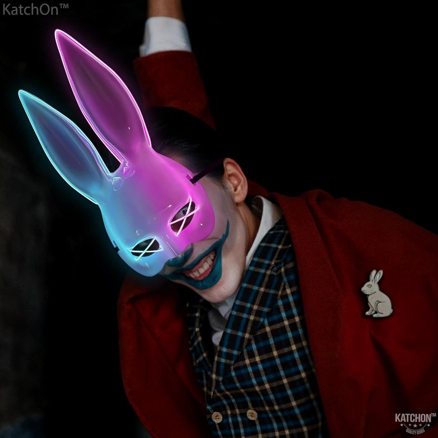 , Halloween Mask LED Light up Bunny Mask - Purge | Realistic Movie Cosplay, Halloween Cosplay Party