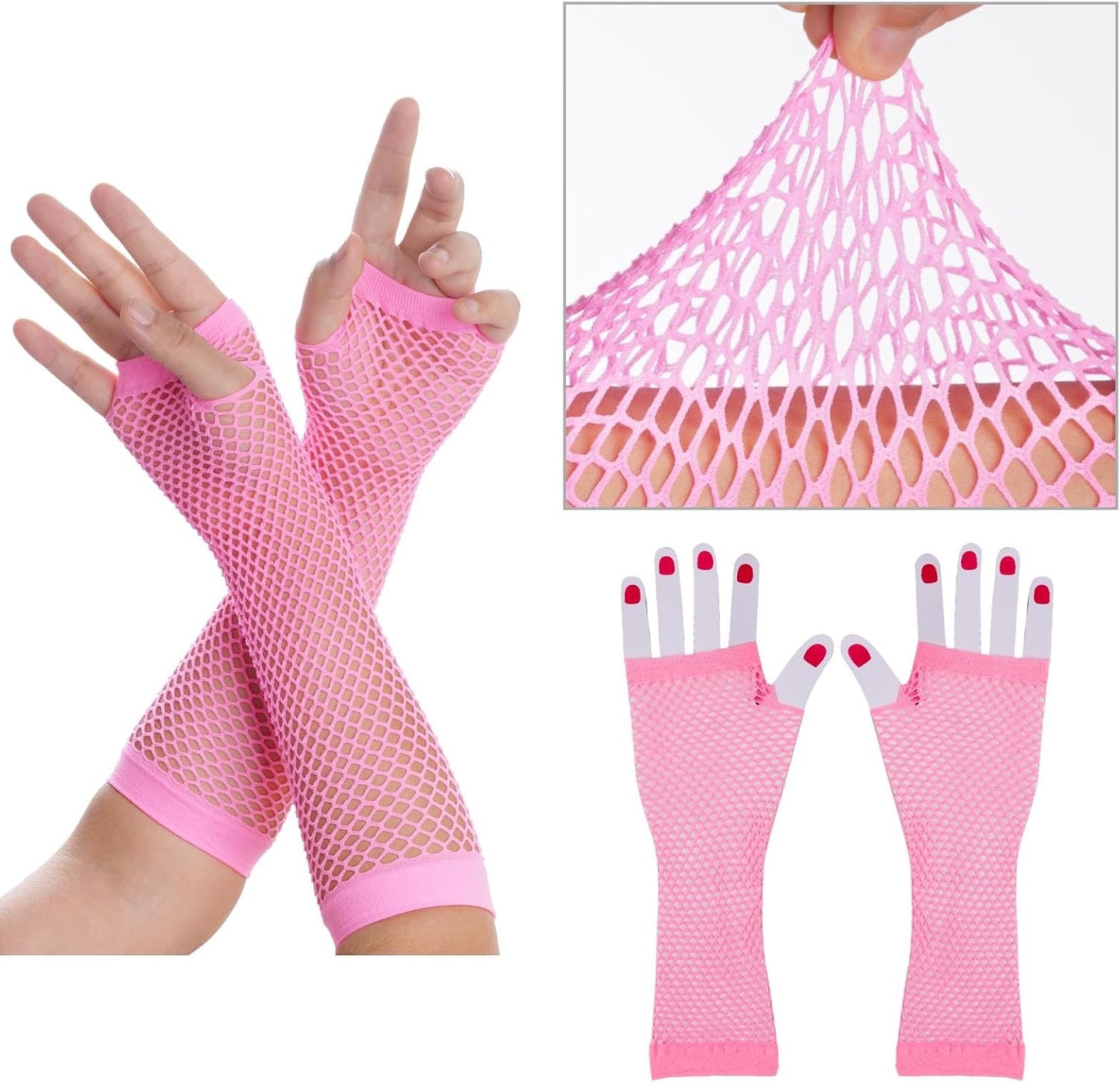 80S Costume Accessories Outfits for Girls Kids Tutu Skirt Leg Warmers Fishnet Gloves Shutter Glass Headband Necklace Pink