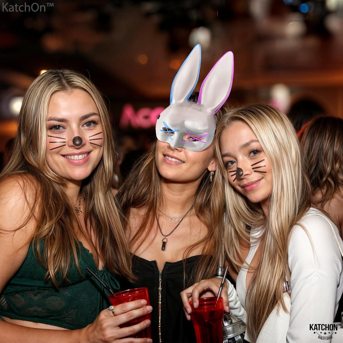 , Halloween Mask LED Light up Bunny Mask - Purge | Realistic Movie Cosplay, Halloween Cosplay Party