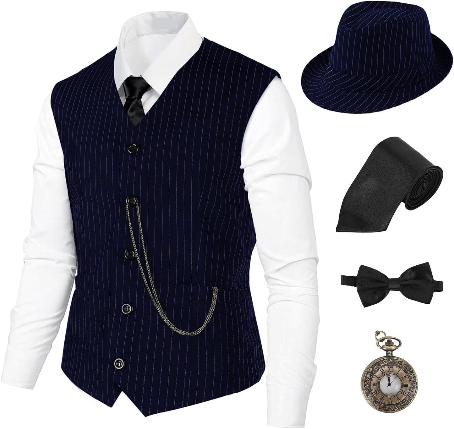 1920S Mens Costume,Roaring 20S Costumes for Men Accessories Set,Gatsby Gangster Costume 1920S Mens Outfits