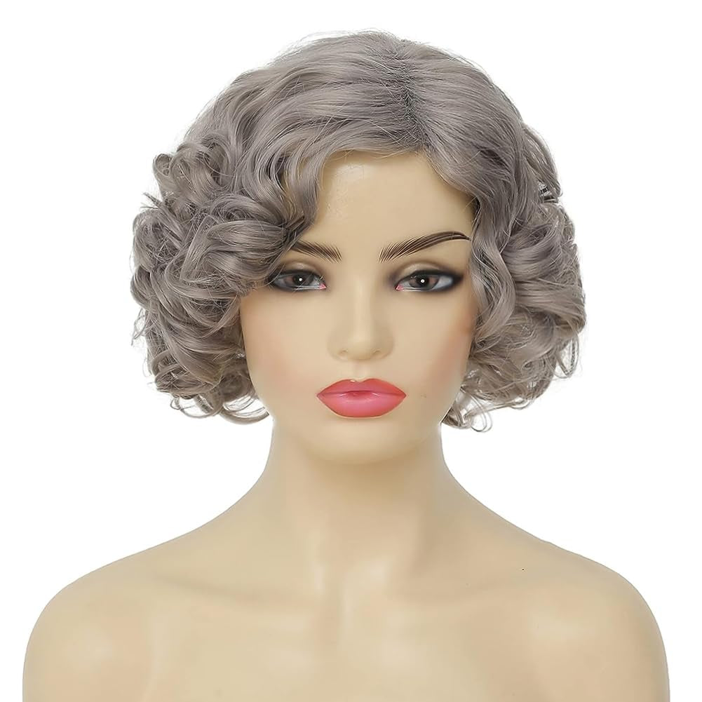 Short Blonde Curly Wigs for Women Honey Blonde Side Part Synthetic Wig Cosply Daily Halloween Wigs