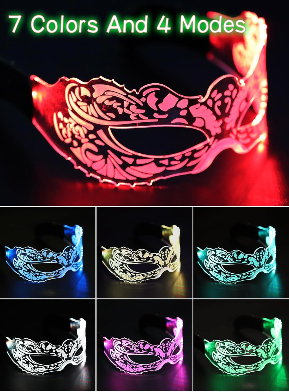 LED Rave Glasses Balaclava Hood, Glow in Dark Light up Neon Sunglasses Festival Outfit Halloween Cosplay