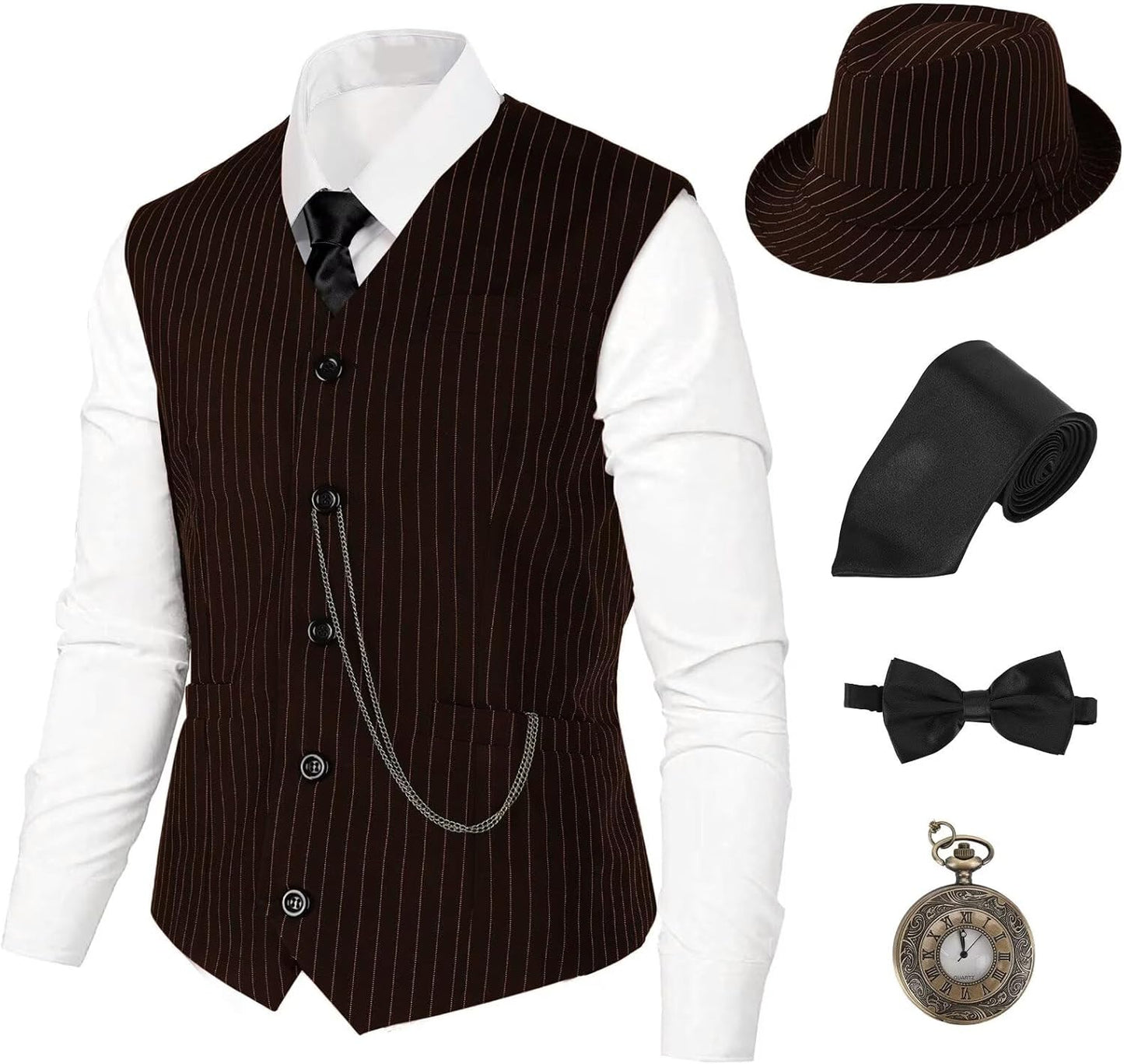1920S Mens Costume,Roaring 20S Costumes for Men Accessories Set,Gatsby Gangster Costume 1920S Mens Outfits