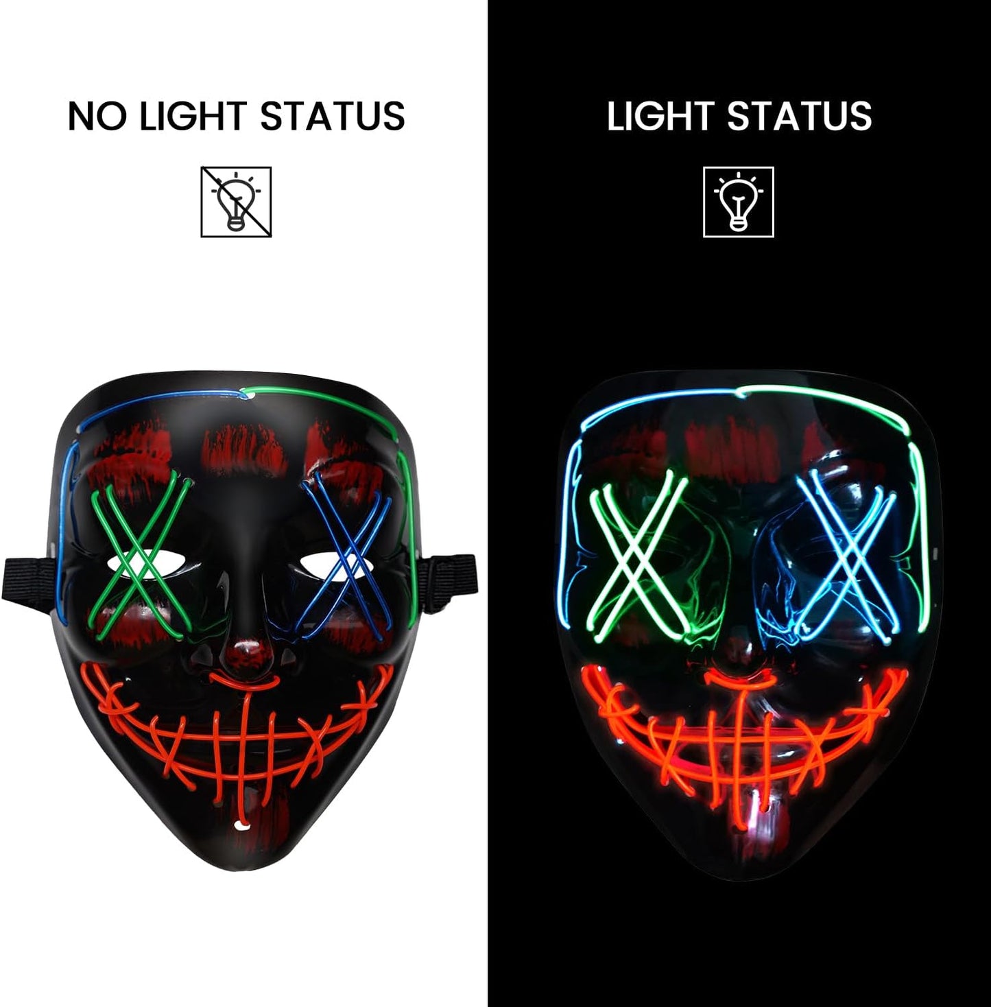 Halloween Purge Light up Scary Mask - LED EL Wire Mask for Festival Party Gifts