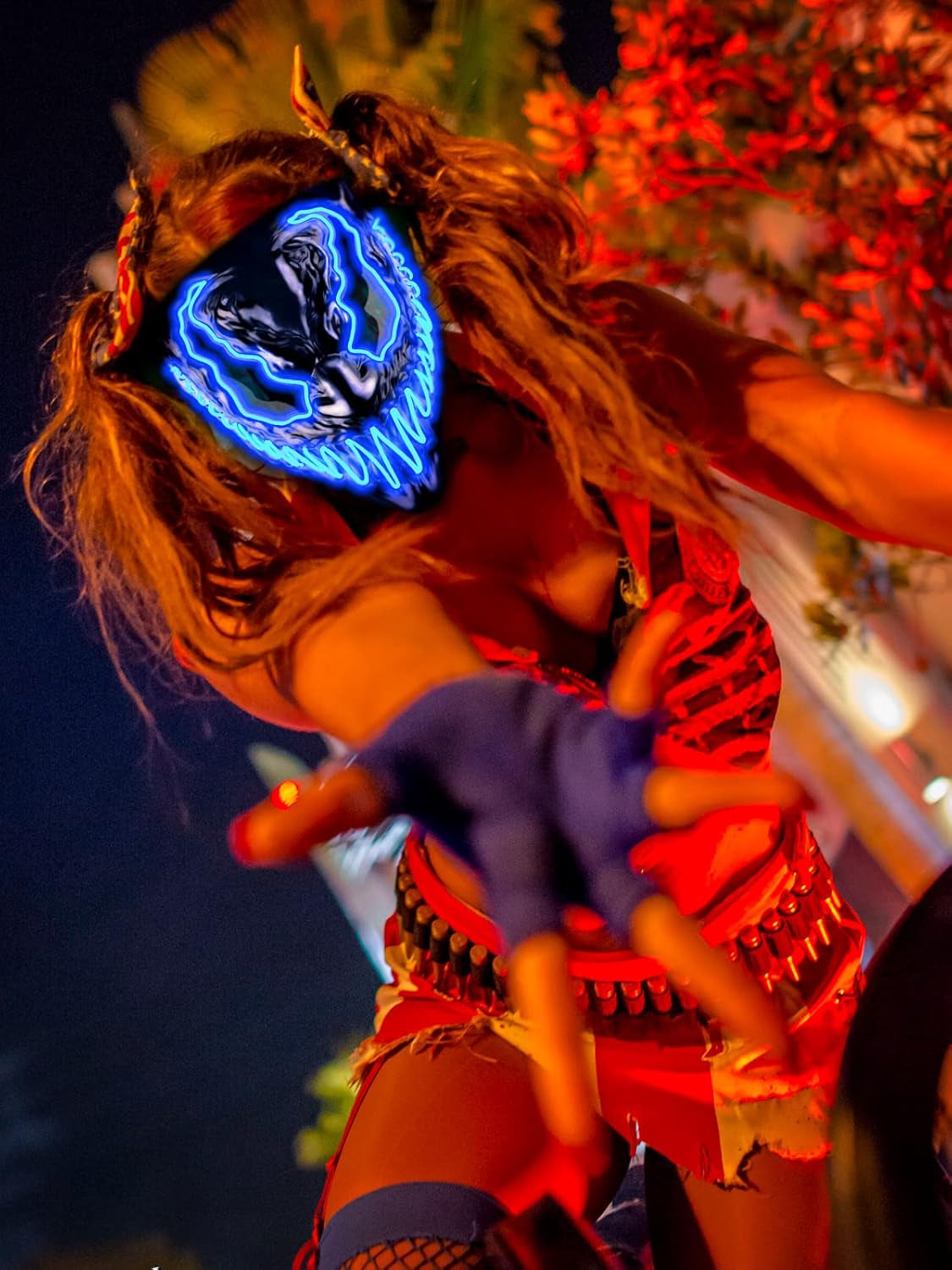 Halloween LED Light up Mask, Glowing Scary Halloween Costume Mask for Festival Cosplay Party