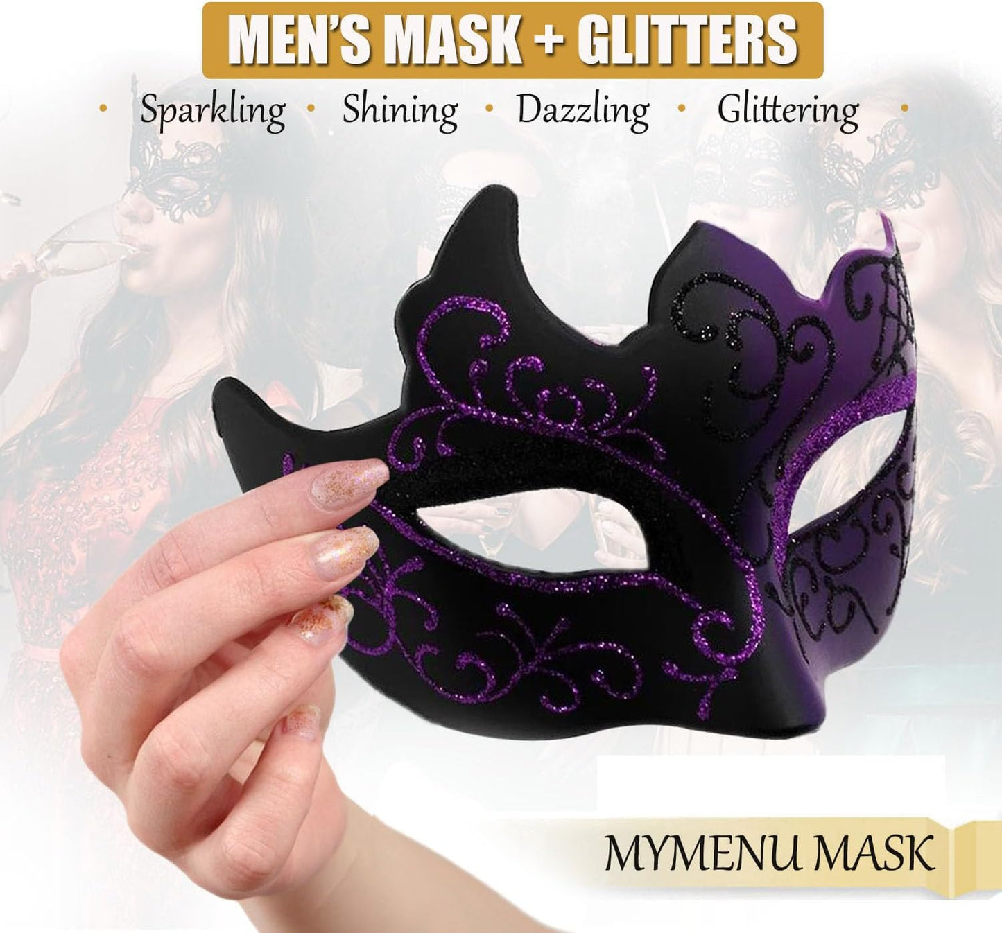 Masquerade Mask for Women Couple Mardi Gras Mask for Men Venetian Halloween Mask for Party Prom Ball