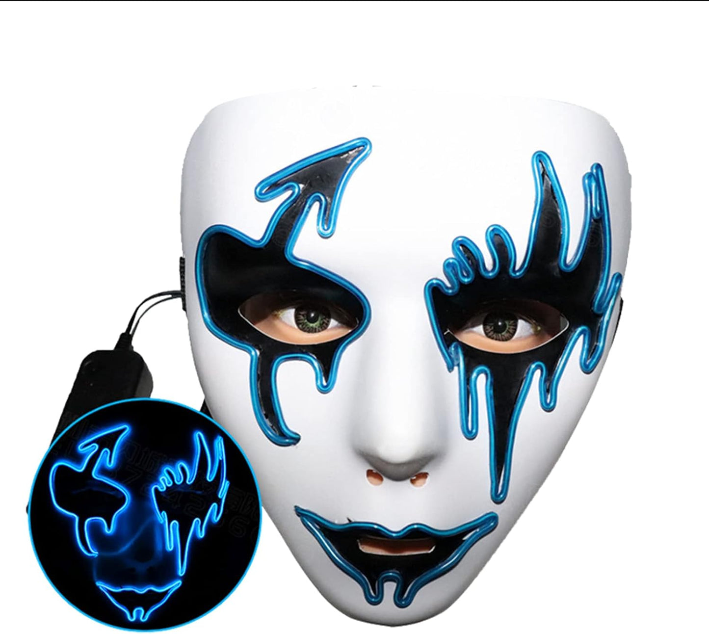 Halloween Purge Mask LED Light-Up Masks - Scary Glowing Mask for Adults, Kids, Couples - EL Wire Party Festival Gift