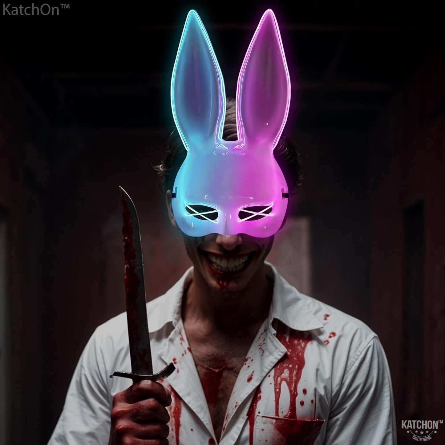 , Halloween Mask LED Light up Bunny Mask - Purge | Realistic Movie Cosplay, Halloween Cosplay Party
