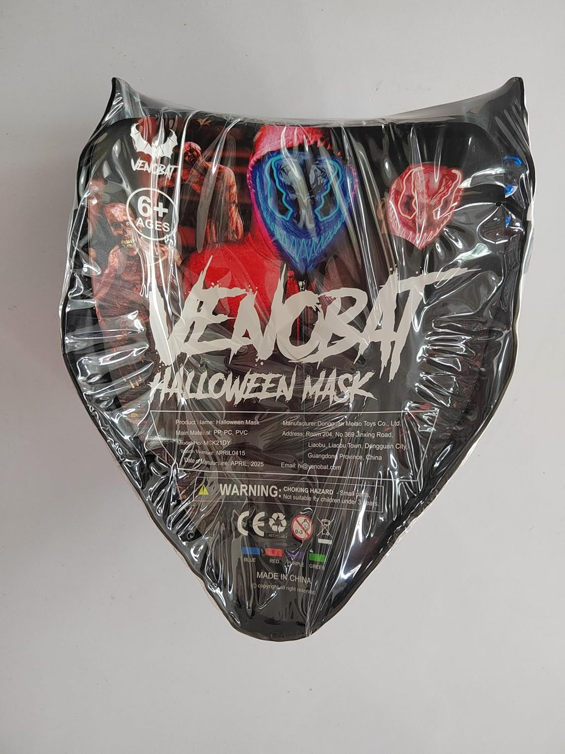 Halloween LED Light up Mask, Glowing Scary Halloween Costume Mask for Festival Cosplay Party
