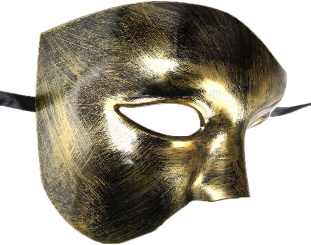 Masquerade Mask gold Vintage Phantom of the Opera One Eyed Half Face Costume halloween horror