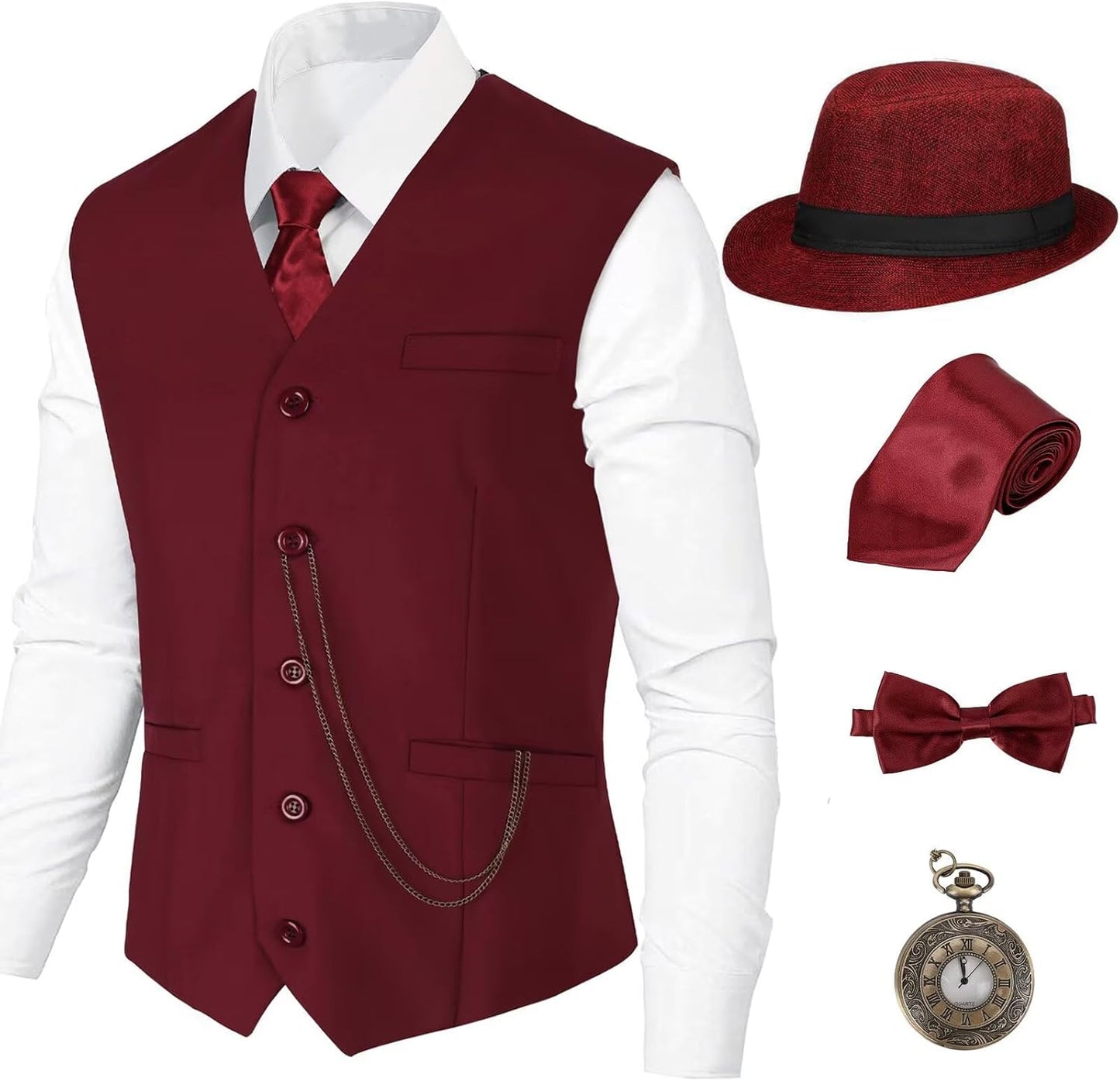 1920S Mens Costume,Roaring 20S Costumes for Men Accessories Set,Gatsby Gangster Costume 1920S Mens Outfits