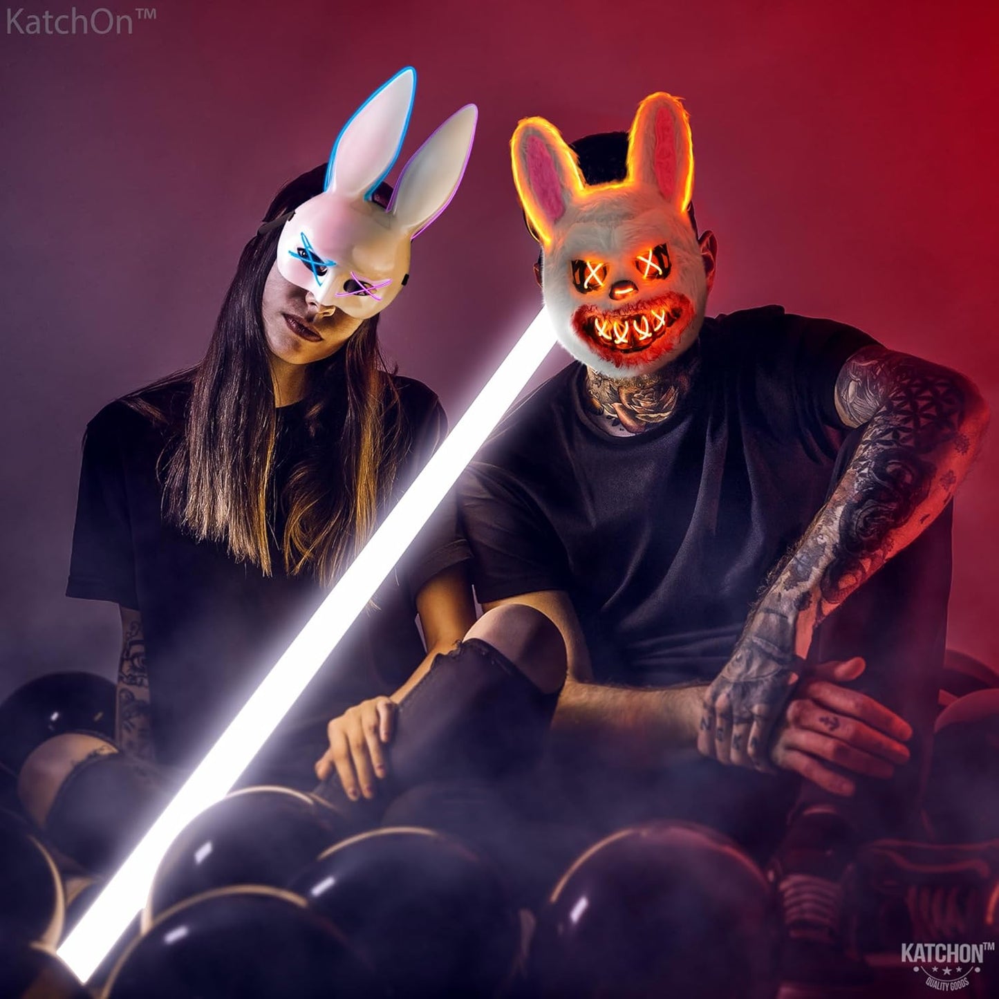 , Halloween Mask LED Light up Bunny Mask - Purge | Realistic Movie Cosplay, Halloween Cosplay Party