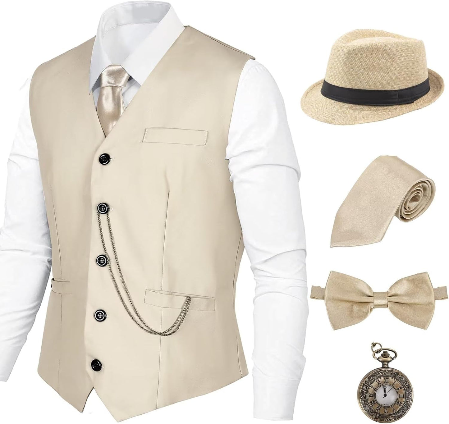 1920S Mens Costume,Roaring 20S Costumes for Men Accessories Set,Gatsby Gangster Costume 1920S Mens Outfits