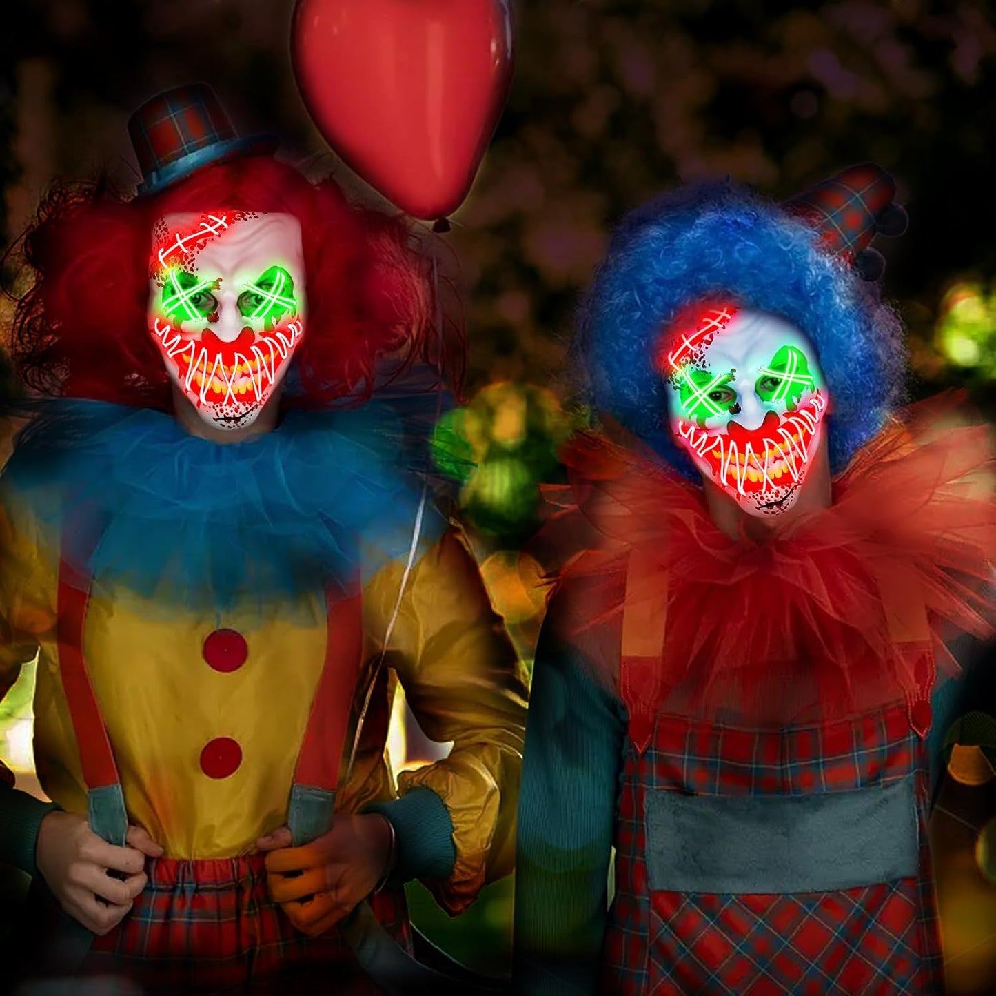 Halloween LED Clown Mask for Aldult & Kids,El Wire Scary Purge Mask for Cosplay Costume,Light up for Festival Party