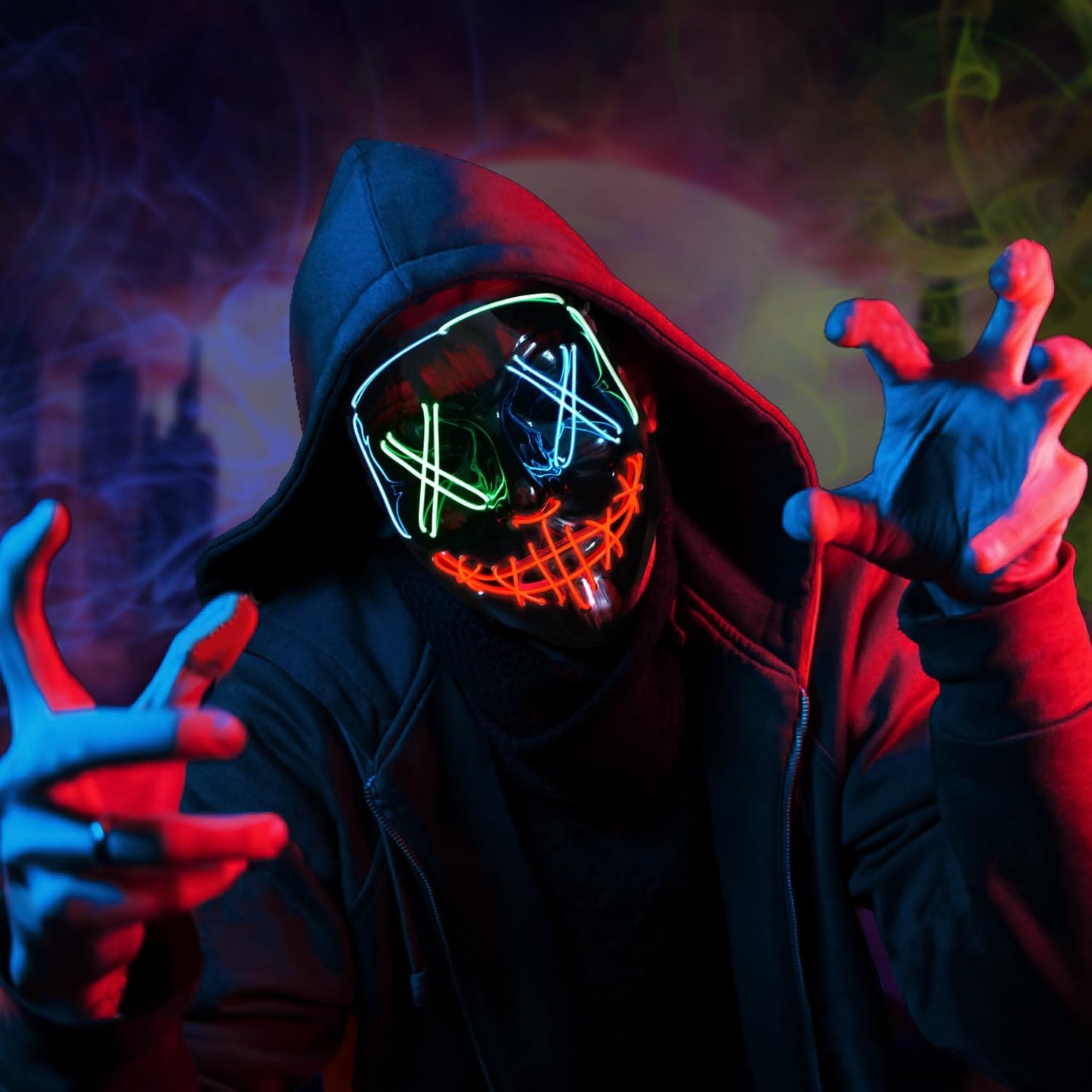 Halloween Purge Light up Scary Mask - LED EL Wire Mask for Festival Party Gifts
