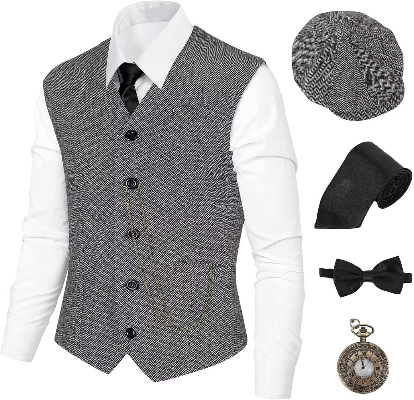1920S Mens Costume,Roaring 20S Costumes for Men Accessories Set,Gatsby Gangster Costume 1920S Mens Outfits
