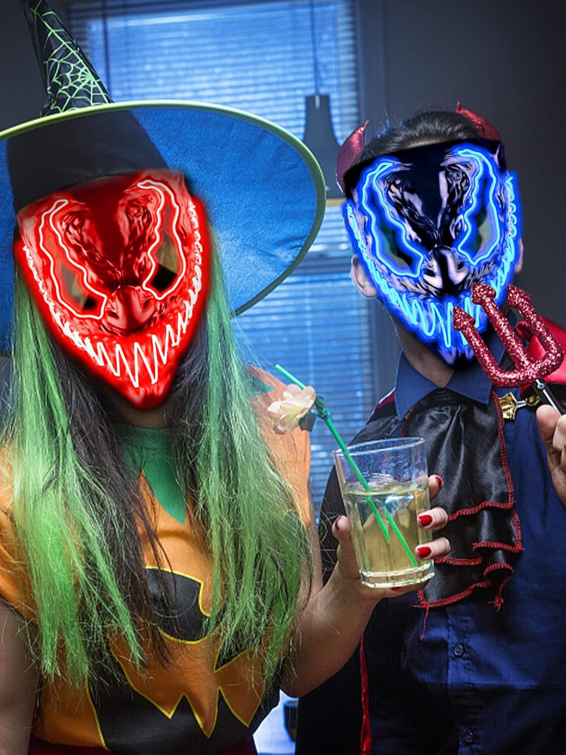 Halloween LED Light up Mask, Glowing Scary Halloween Costume Mask for Festival Cosplay Party